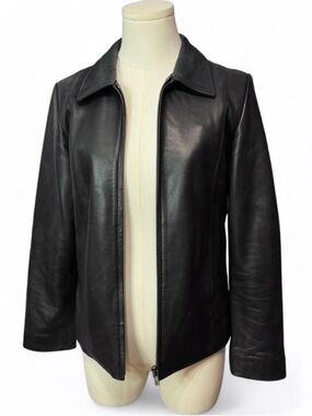 Vintage Coach Classic Black Leather Zip Jacket for Women
